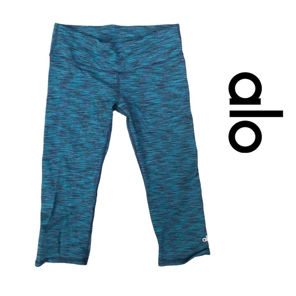 Alo Yoga Womens blue teal green Crop Leggings Airbrush Athletic